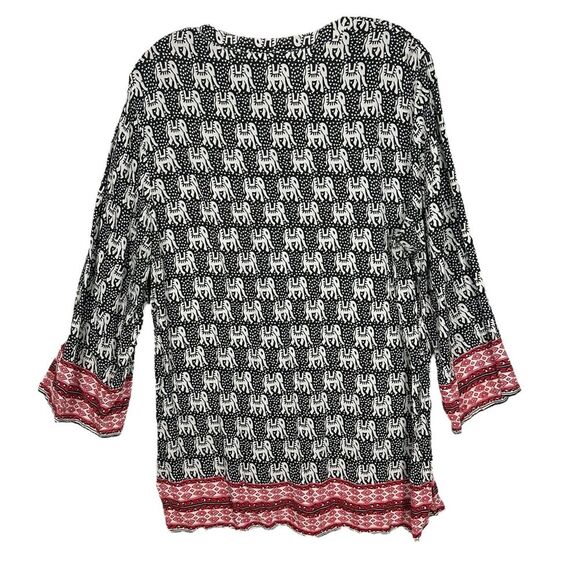 Serengeti Women’s Tunic Button Down Top All Over Elephant Print Boho Size Xl - Picture 8 of 10